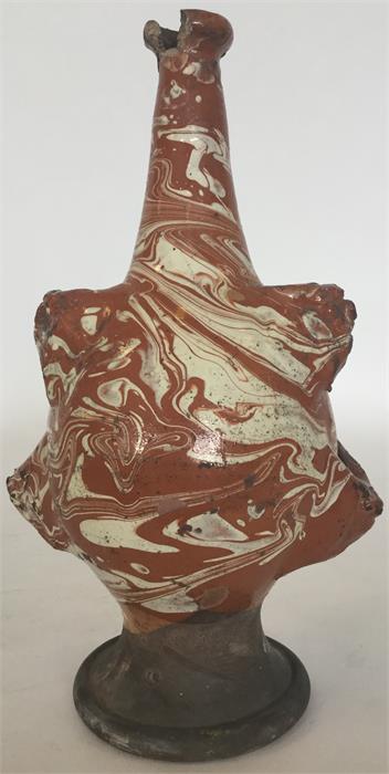 A Continental slipware flask with cream and brown - Image 2 of 2