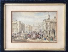 Two framed and glazed pictures of London scenes, o