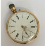 An 18 carat gold pocket watch with white enamelled