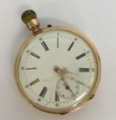 An 18 carat gold pocket watch with white enamelled