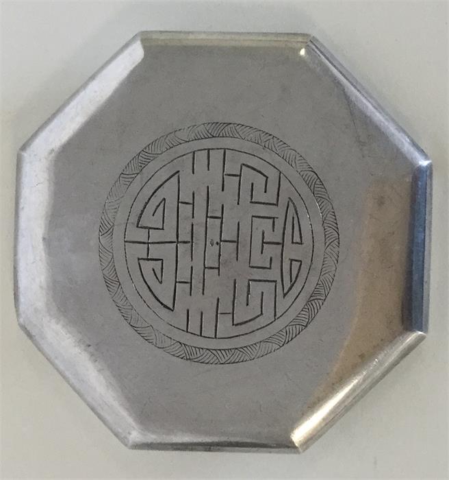 A heavy Chinese silver compact with figures under - Image 2 of 2