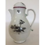 An 18th Century Vienna porcelain jug with domed co