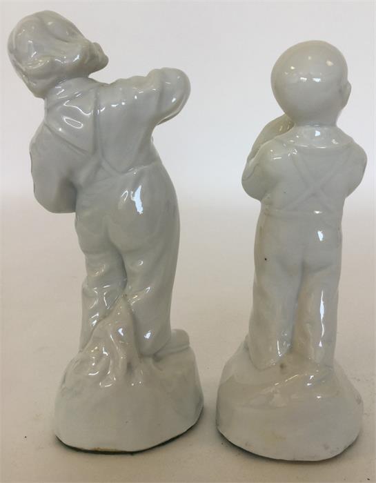 A pair of white-glazed porcelain figures modelled - Image 2 of 3