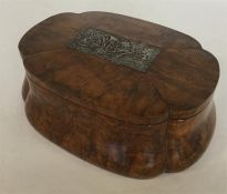 A good quality burr walnut stationery box with hin