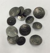 Two sets of Antique silver buttons in the form of