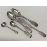 A pair of fiddle pattern dessert spoons, mustard s