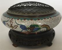 A Chinese cloisonné squat oviform vase, the sides