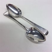 A pair of Georgian OE pattern silver tablespoons.