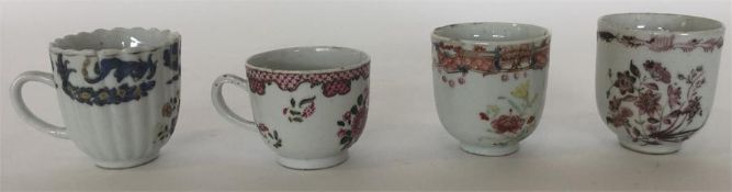 Four 18th Century Chinese porcelain teacups. (4).