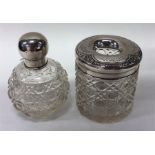 A small silver hobnail cut dressing table jar toge