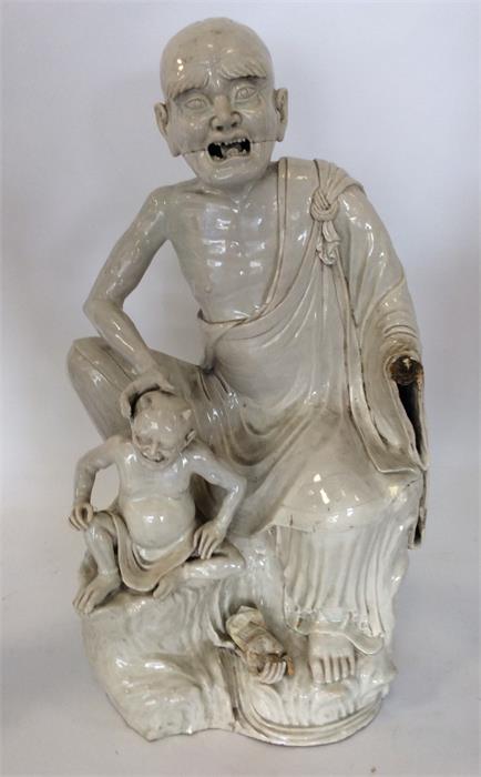 A very large 19th Century Japanese cream glazed po