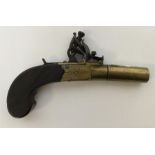 A brass pocket pistol by Hickman with screw-on bar
