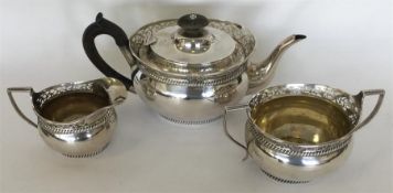 A good quality Edwardian three piece silver tea se