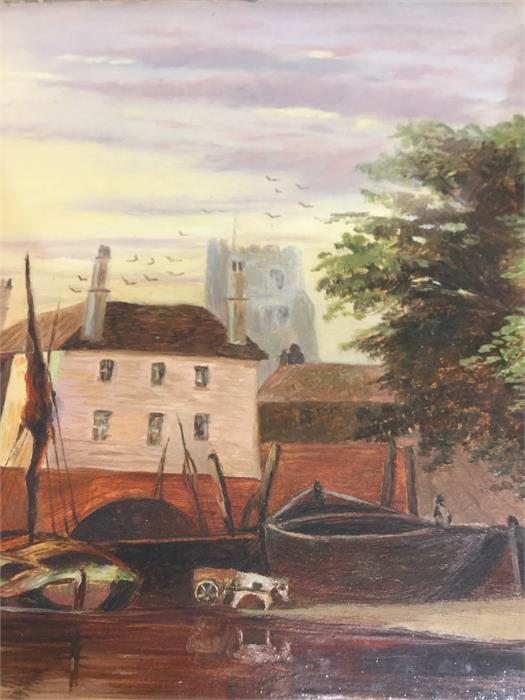 An oil of Fairfax House and Putney Bridge. Apparen - Image 3 of 3