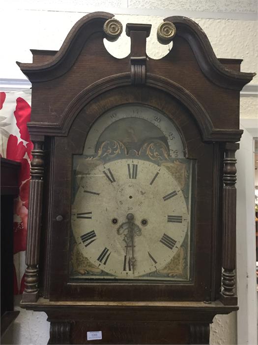 An oak North Yorkshire Grandfather clock with pain - Image 2 of 3