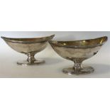 A good pair of Georgian boat-shaped silver salts w