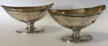 A good pair of Georgian boat-shaped silver salts w