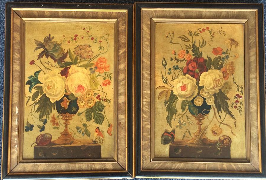 A pair of framed still life oil paintings depictin - Bild 3 aus 3