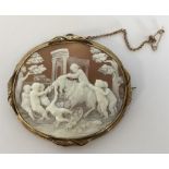 A good quality finely carved shell cameo of childr