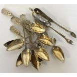 A good set of twelve Continental silver gilt teasp