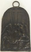 A good brass plaque of a religious scene with loop
