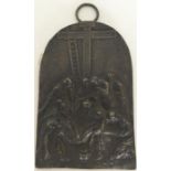 A good brass plaque of a religious scene with loop