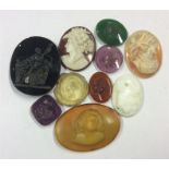 A group of good hardstone and other unframed cameo
