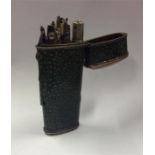 A shagreen and silver etui with fitted interior an