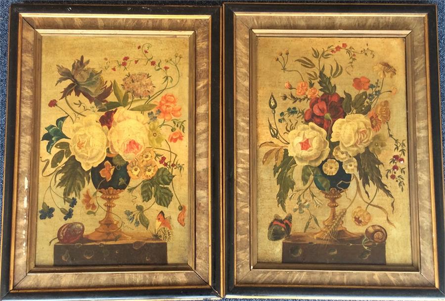 A pair of framed still life oil paintings depictin - Bild 2 aus 3