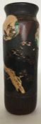 A Japanese Satsuma pottery cylindrical vase, the s