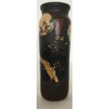 A Japanese Satsuma pottery cylindrical vase, the s