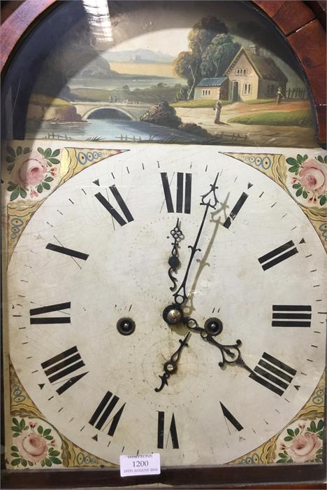 An oak Grandfather clock decorated with river scen - Image 2 of 2