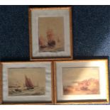 A group of three framed and glazed watercolours de