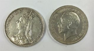 Two silver Crowns dated 1890 and 1935. Est. £20 -