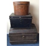 A good domed top trunk together with a hat box etc