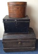 A good domed top trunk together with a hat box etc