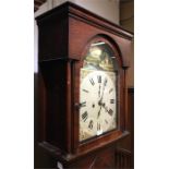 An oak Grandfather clock decorated with river scen