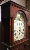 An oak Grandfather clock decorated with river scen