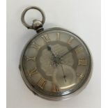 A gent's silver open-faced lever pocket watch. By