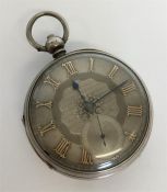 A gent's silver open-faced lever pocket watch. By