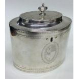 A good quality Georgian silver oval tea caddy with