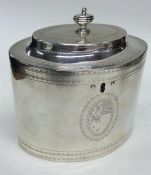 A good quality Georgian silver oval tea caddy with