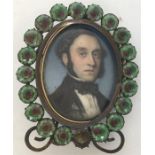 An oval miniature of a gentleman in black tie and