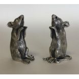 A pair of silver novelty salts in the form of mice