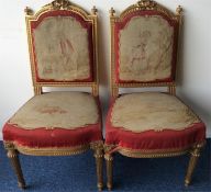 A good pair of French gilded dining chairs with ri