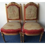 A good pair of French gilded dining chairs with ri