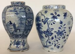 An 18th Century Dutch Delft blue and white oviform