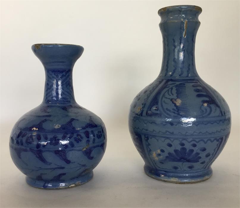 A Continental blue ground oviform pottery vase pai
