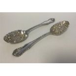 A good pair of silver berry spoons with fancy fini