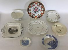 Two English porcelain plates printed and painted w